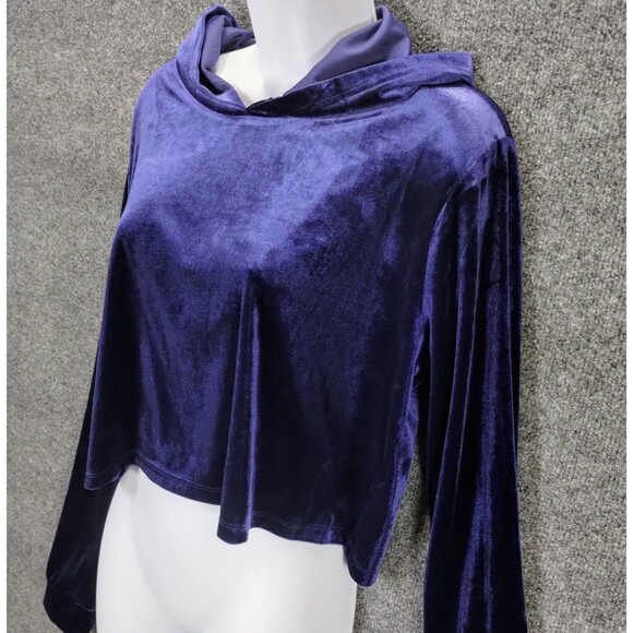 Royal Purple Velour Y2K Hoodie Size L Regency Preppy Athleisure Loungewear Track - Picture 1 of 9